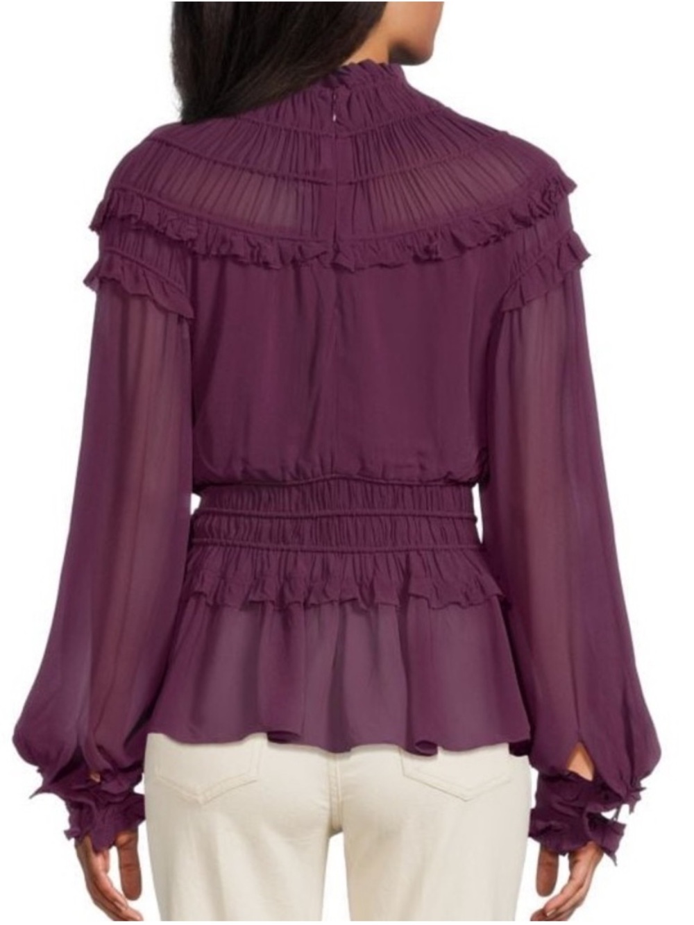 FARM Rio Purple Ruffle Peplum Blouse - Picture 3 of 16
